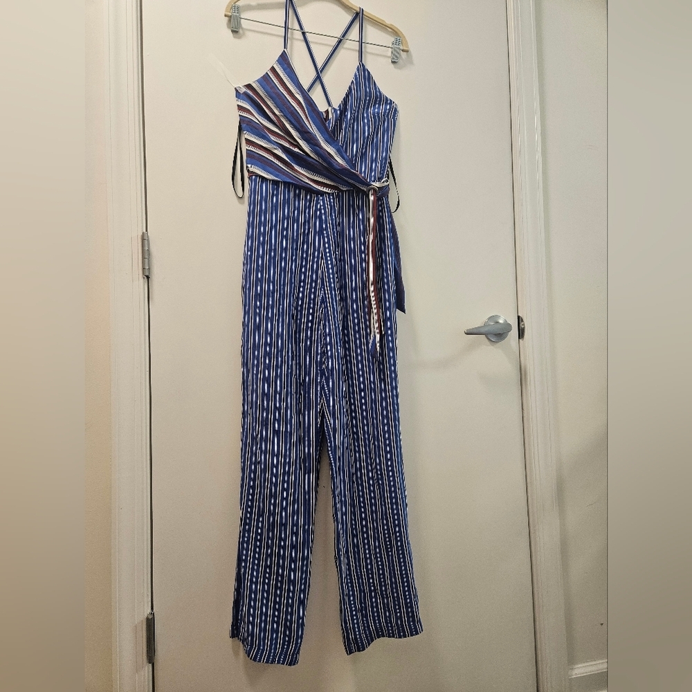 Rag & Bone Felix Stripe Jumpsuit V-neck Criss-Cross back - Picture 5 of 14
